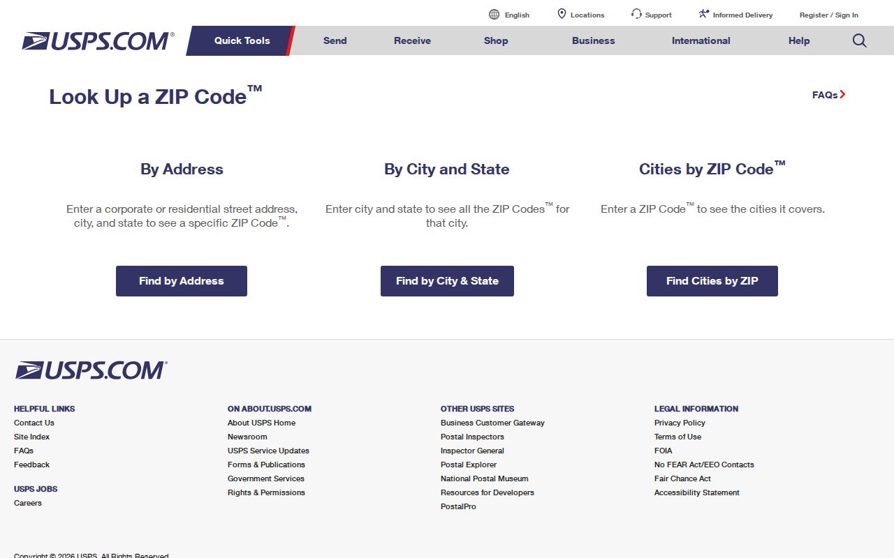 USPS ZIP Code Lookup used to verify an Eustis postal address