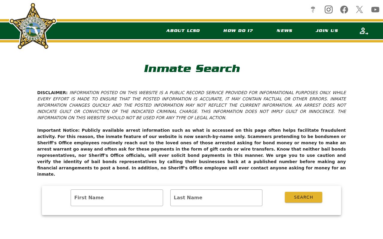 Eustis resident lookup through Lake County inmate records